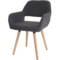 Mendler Esszimmerstuhl HWC-A50 II, Stuhl Küchenstuhl, Retro 50er Jahre Design ~ Textil, grau, helle Beine