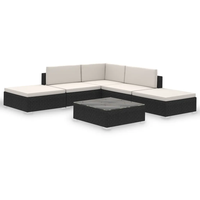 vidaXL Garten-Lounge-Set mit Auflagen schwarz