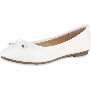 VAN HILL Damen Klassische Ballerinas in Weiss Lack