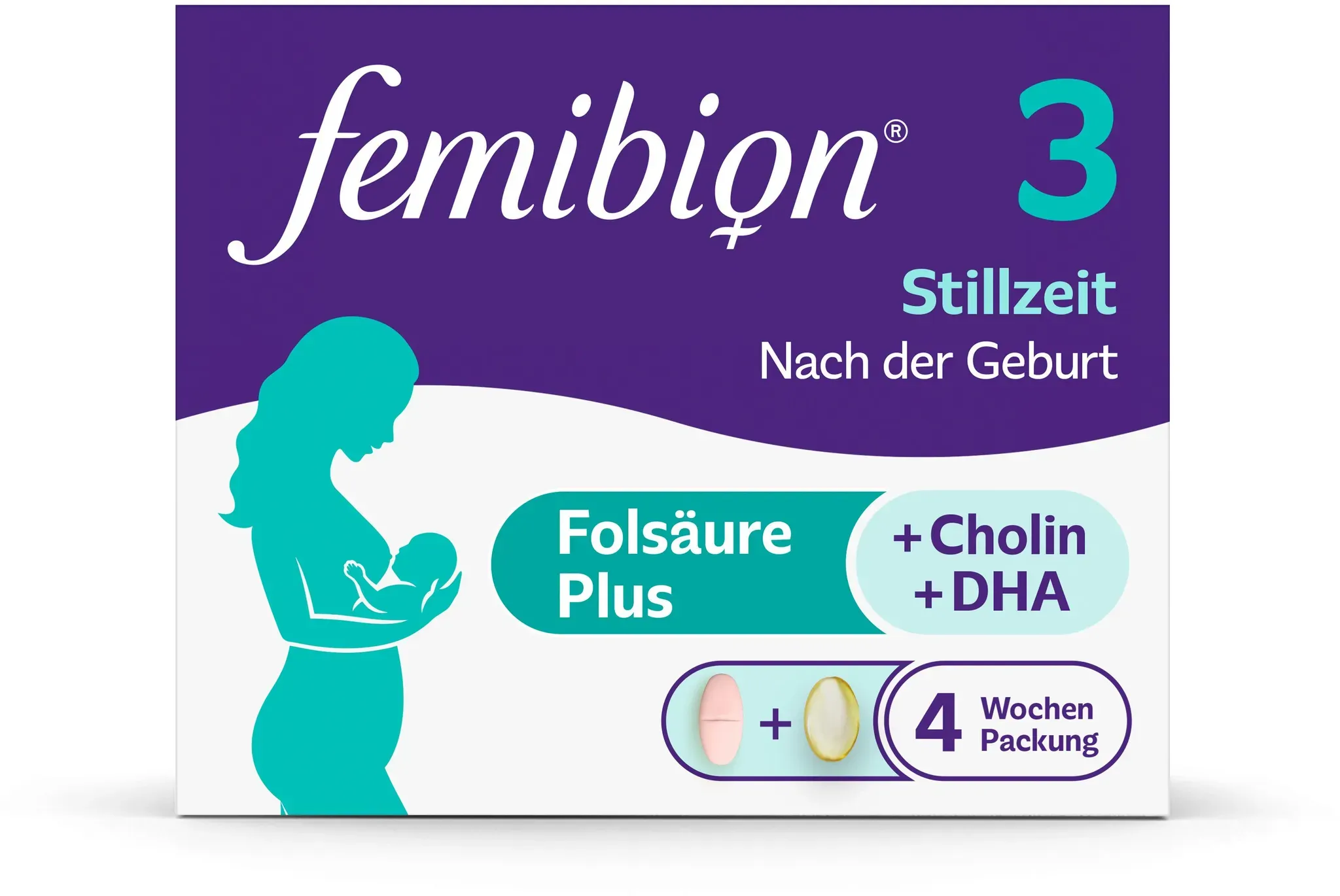 Femibion® 3 Stillzeit Nahrungsergänzung, Cholin, Dha, Folsäure Plus6 Beutel 28 St 28 St Beutel