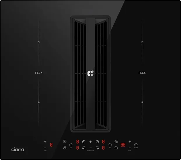 Ciarra ONE Induktions-Dunstabzugshaube, kompakt 590 mm, mit integriertem Plasma+-System, CBBEH594BBFF (Bitte zusammen mit dem Montageset CBEHKIT kaufen)