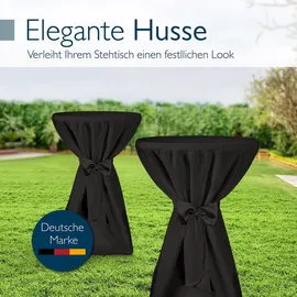 Beautissu Stehtischhusse Premium 80cm Schwarz,