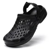ELIOGN Eva Clogs Herren – Leichte & Atmungsaktive Gartenclogs mit Verstellbarem Fersenriemen, Rutschfester Sohle & Wasserfest – Hausschuhe, Strandschuhe & Poolschuhe Schwarz 47 - 47 EU