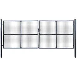 vidaXL Mesh-Gartentor Verzinkter Stahl 400 x 150 cm Grau