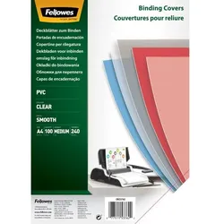 Fellowes Umschlagfolie PVC Deckblatt A4 klar transparent, 240mic.