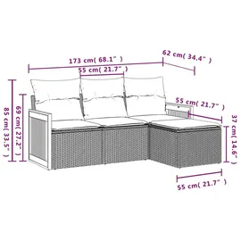 vidaXL Gartensofa-Set 4-tlg. schwarz