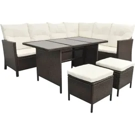 vidaXL Polyrattan Lounge-Set mit Auflagen 4-tlg. braun 43095