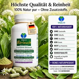 VitalLife Wilder Frischblatt Bärlauch Kapseln 180 St.