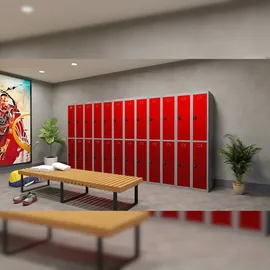 Phoenix PL1230GRC Schließfach Locker Grau - 1 Spind 2 Roter Türen - Kombinationsschloss - Für Büro, Lager, Fitness