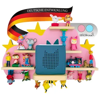 Magischer Holzwurm - Tonie Regal Pink Rosa Wolke Stern - Toniebox Regal - Tonie Regal Mädchen und Junge - Aufbewahrung im Kinderzimmer (Rosa) - Angebot