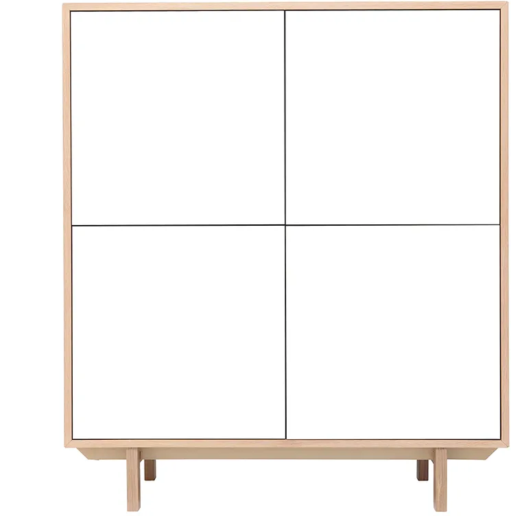 Buffet haut scandinave bois et blanc  4 portes L110 cm SID