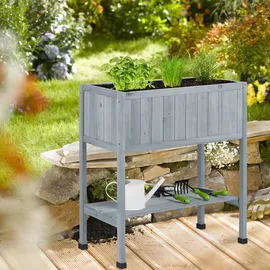 Relaxdays Hochbeet Pflanzbeet auf Stelzen 74 x 38 x 80,5 cm Grau