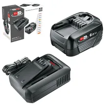 Bosch Akku und Schnellladegerät Starter Set 18V (1x 6,0Ah Li-Ionen-Akku; 1x Schnellladegerät; Power for All 18V Alliance)