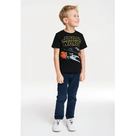 LOGOSHIRT T-Shirt LOGOSHIRT "Star Wars - Star Fighter", Mädchen, Gr. 104, schwarz, 100% Baumwolle, bedruckt, normal, Rundhals, Shirts T-Shirt, mit coolem Star Wars-Motiv