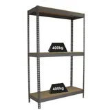 Proregal Schwerlastregal Wood Beast Three HxBxT 200 x 240 x 90 cm 3 Ebenen Fachlast 400 kg Grau