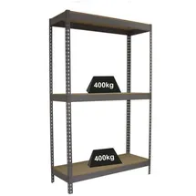 Proregal Schwerlastregal Wood Beast Three HxBxT 200 x 240 x 90 cm 3 Ebenen Fachlast 400 kg Grau