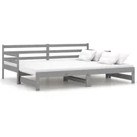 VidaXL Ausziehbares Tagesbett Grau Massivholz Kiefer 2x(90x200) cm