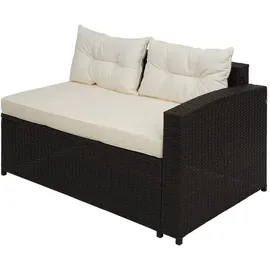 Mendler Poly-Rattan Garnitur HWC-J34, Balkon-/Garten-/Lounge-Set Sitzgruppe Sofa, Staufach ~ braun, Kissen creme-beige