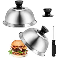 Ticeed 2 Set Burgercover Edelstahl Burgerhauben Burgerglocken Burger Cloche