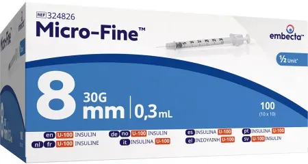 Embecta Micro-Fine+ Insulinspritzen 0,3ml 30G 5/16“ 8mm Stück 100 (320837)