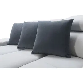 kaiser möbel Bequemes Ecksofa mit Schlaffunktion MORENA I MINI Kunstleder/Sawana Weiß/Graphit Rechts