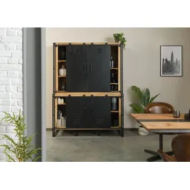 MASSIVMOEBEL24.DE Buffet Mango 150 x 55 x 200 cm natur lackiert Metall schwarz