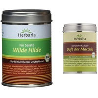 Herbaria "Wilde Hilde" Mischung für Salatdressing, 1er Pack (1 x 100 g Dose) - Bio & "Duft der Macchia" Korsische Kräuter, 80g