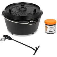 Petromax Feuertopf Dutch Oven Set Pflegepaste Deckelheber FT9 mit Füßen