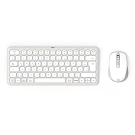 Hama Home Tastatur USB + RF Wireless + Bluetooth 2.4 GHz (Grau, Weiß)