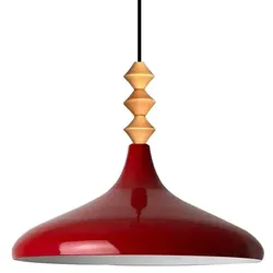 Bamyum Champion Holz Metall E27 Moderne Rot Pendellampe