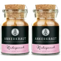 Ankerkraut Kinderpunsch Gewürz, 115g im Korkenglas, Mischung Zimt. Vanille, Nelke für Saft, Glühwein für Kinder, Heißgetränk aus Tasse im Winter, Premium Qualität (Packung mit 2)