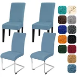 Yugarlibi Stuhlhussen 4er Set Stretch Stuhlhussen Schwingstuhl Elastische Hussen Stuhlbezug Abnehmbarer Waschbarer Stühle Schutz für Küche Restaurant Hotel Bankett Hochzeit (Graublau, 4 Stück)
