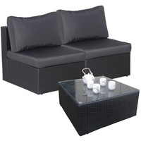 MASILY Gartenlounge-Set Poly Rattan Gartenmöbel 2x Mittelteil anthrazit und 1 xTisch, Alu Garnitur Lounge Garten