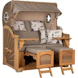 Mr. Deko Strandkorb Düne Grande Bullauge Teak PE Banana Dessin 540