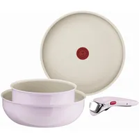 Tefal Ingenio Serenity L8304S04 Kochgeschirr, 4-teilig, Wok-Edition, Antihaftbeschichtung, sicherer abnehmbarer Griff, stapelbares Design, Pink Clay