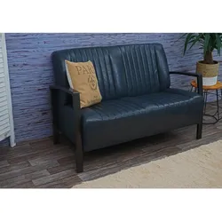 2er Sofa MCW-H10, Couch Zweisitzer, Metall Kunstleder Industrie-Design ~ vintage grau