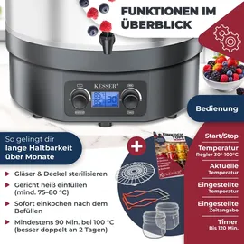 Kesser Einkochautomat 2000W 27L LCD-Display Glühweintopf Heißgetränkeautomat - Hellgrau