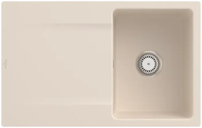 Villeroy und Boch Flächenbündige Spüle 33341FFU mit Ablaufgarnitur und Handbetätigung, Ivory