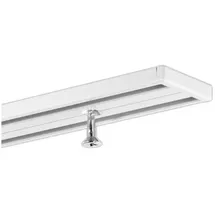 Gardineum Gardinenschiene, Längen von 60 cm bis 400 cm mgl., Vorhangschiene, Aluminium, weiß, glatte, glänzende Oberfläche, 2-läufig, vorgebohrt, hochwertig, flach (weiß, 2-Lauf - 1,20 m)