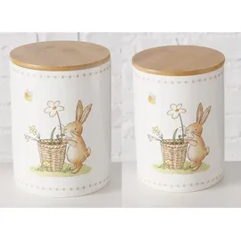 Boltze Küchenbehälter Charmy 12 x 16 cm 2-tlg. beige/weiß