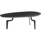 FineBuy Couchtisch FineBuy Sofatisch Holz Massiv Schwarz 86 cm Wohnzimmertisch Oval