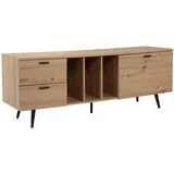 FineBuy TV Schrank 150 cm Fernsehtisch Fernsehschrank Eiche Schubladen