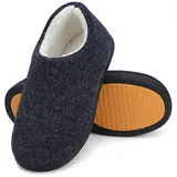 Mishansha Warme Hausschuhe Herren Winter Pantoffeln Herren Hausschuh Männer Memory Foam Slippers Geschlossen Fell Hauspantoffeln Blau,Gr.48 - 48 EU