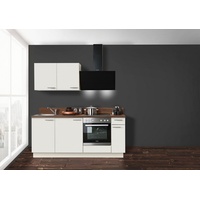 Kochstation Küchenzeile »Scafa, vormontiert, mit höhenverstellbaren Füßen«, vormontiert, wahlweise mit E-Geräten, mit Soft-Close, Breite 200 cm, weiß