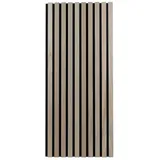 PROVISTON Akustik 3D Wandpaneele 1200 x 600 x 18 mm Furnierte MDF Holzlamellen in der Farbe Eiche natur Filz-Untergrund als Trägermaterial
