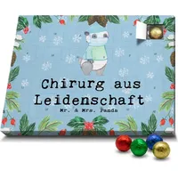 Mr. & Mrs. Panda Schoko Adventskalender Chirurg Leidenschaft - Blau Pastell - Geschenk, Jubiläum, Unfallchirurg, Kollege, Dankeschön, Notfallchir... - Blau