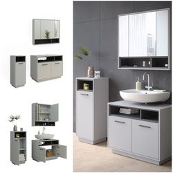 Vicco Badmöbel-Set Badezimmer-Möbel Bad-Schrank Beatrice Grau Anthrazit modern Badezimmerschrank Waschtischunterschrank Spiegelschrank Midischrank Schranktür Schrankfach