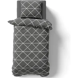 NYVI Bettwäsche Set DreamScience Renforcé Design - Atmungsaktiv & Weich - 100% Baumwolle - Mit Reißverschluss Größe:155x220 + 80x80 cm;Farbe:Triangle