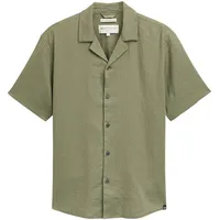 Tom Tailor Relaxed Viscose Linen Kurzarmhemd - Tree Moss
