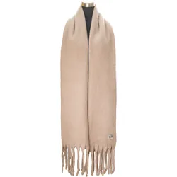 XXL-Schal CHILLOUTS "Govinda Scarf", Damen, beige, Kunstfaser, unifarben, klassisch,modisch, Modetücher, mit eleganten Fransen